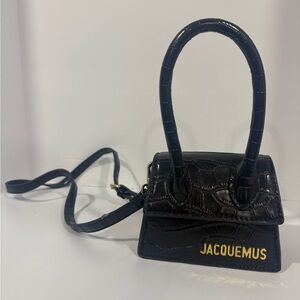 Jacquemus Black Embossed Mini Bag with Gold Logo